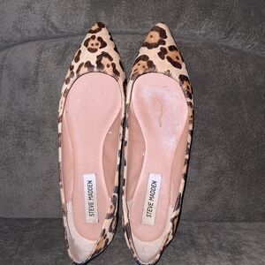 Steve Madden Leopard Print Pointed Toe Flats - Pink Insole